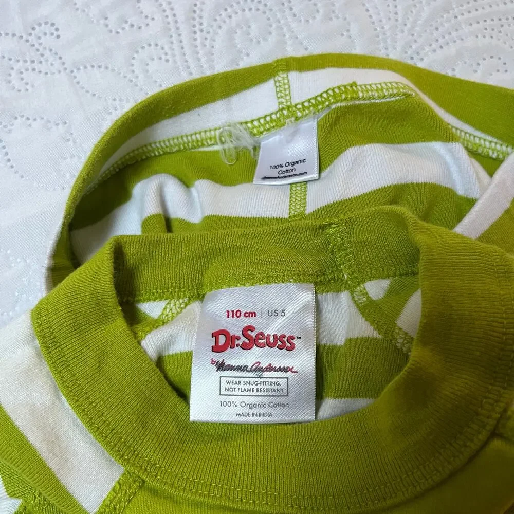 Hanna Andersson Grinch Striped PJ Set Size 5